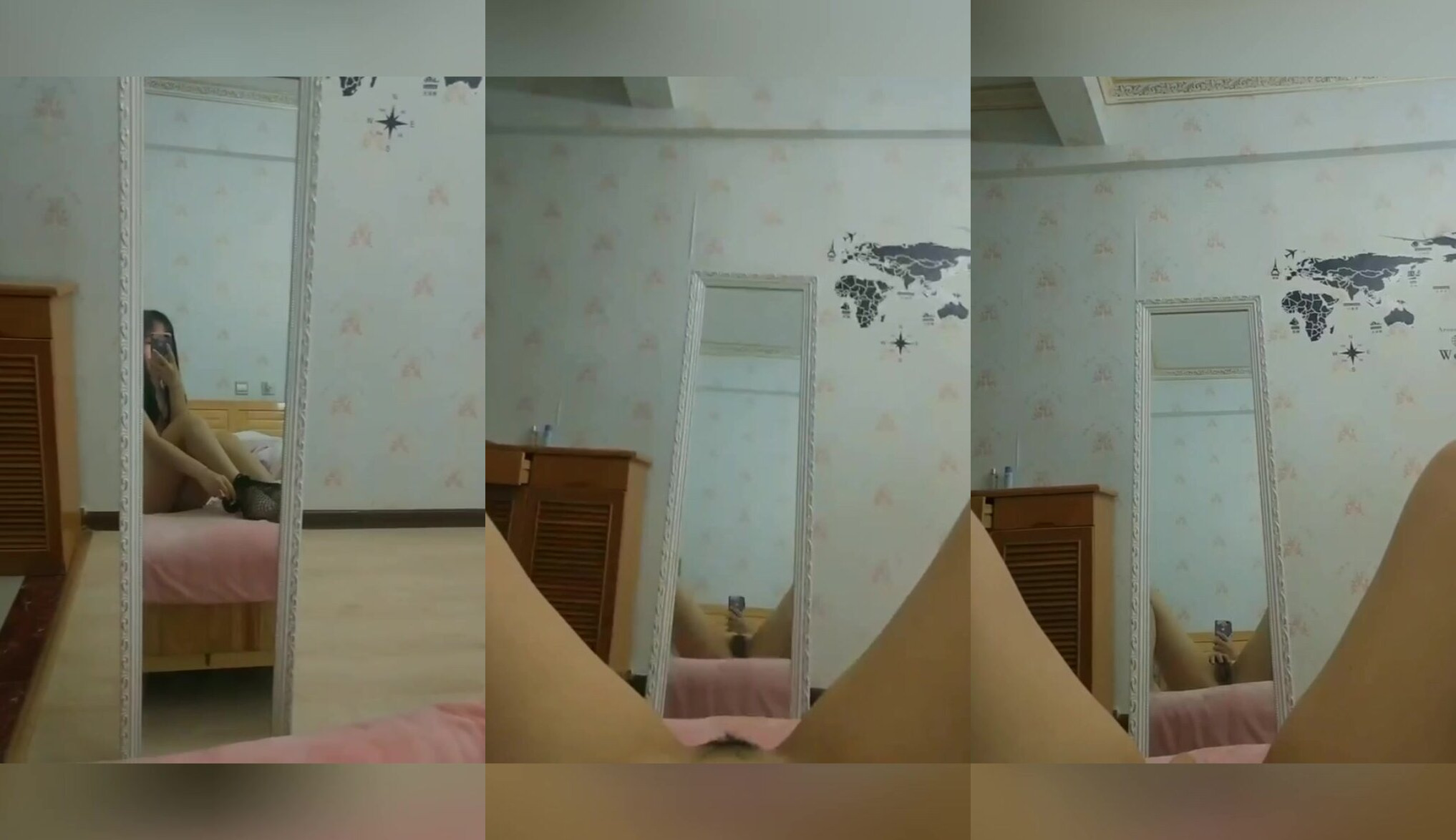 貧乳美女對鏡自拍毛逼