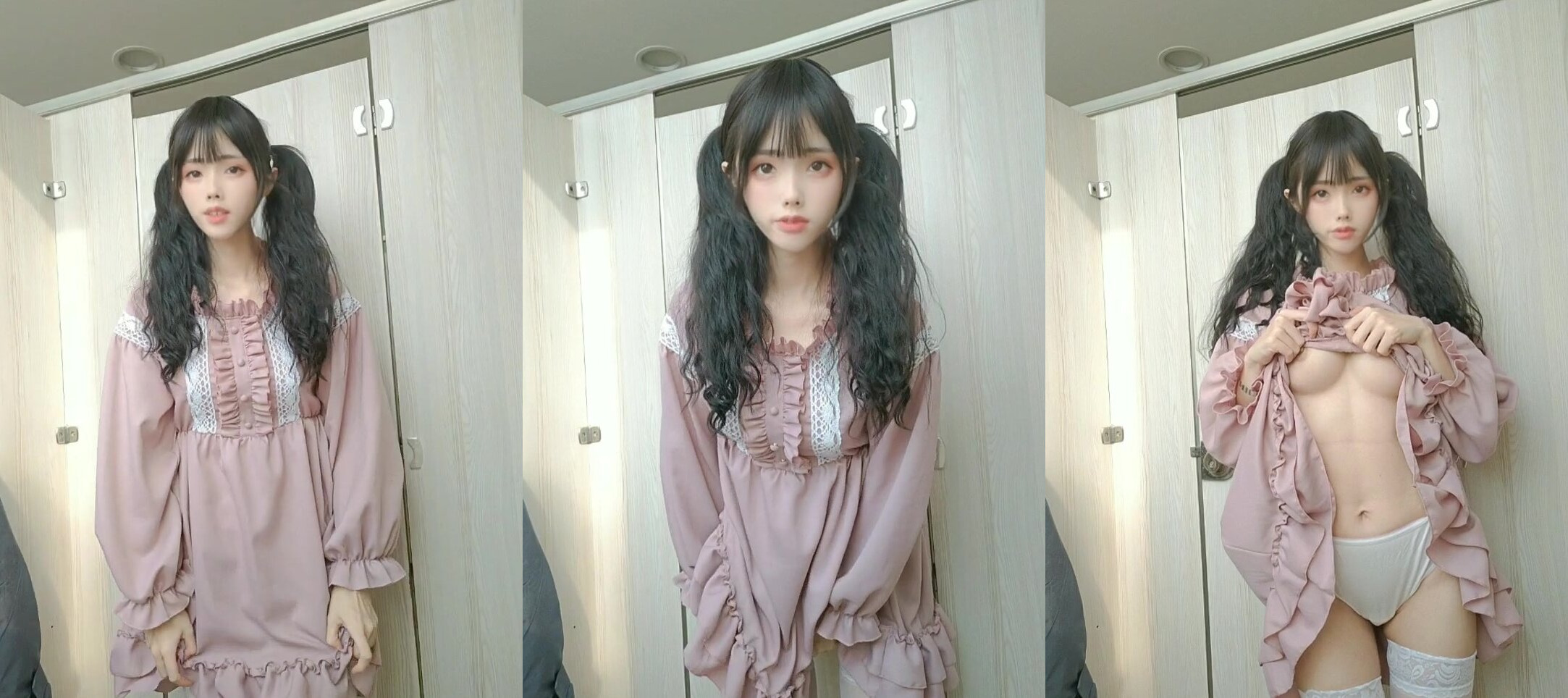 雙馬尾洋裝妹子廁所發騷