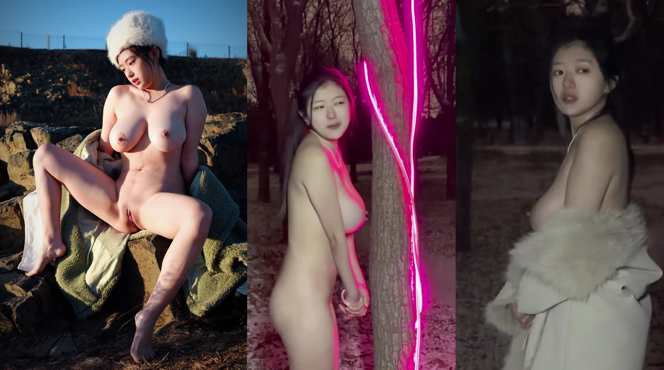 巨乳模特思酷兒雪地露出拍寫真