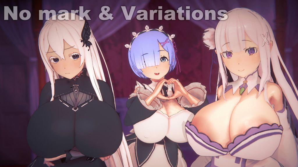 [Mokusheep] Emilia x Echidna x Rem – Paizuri