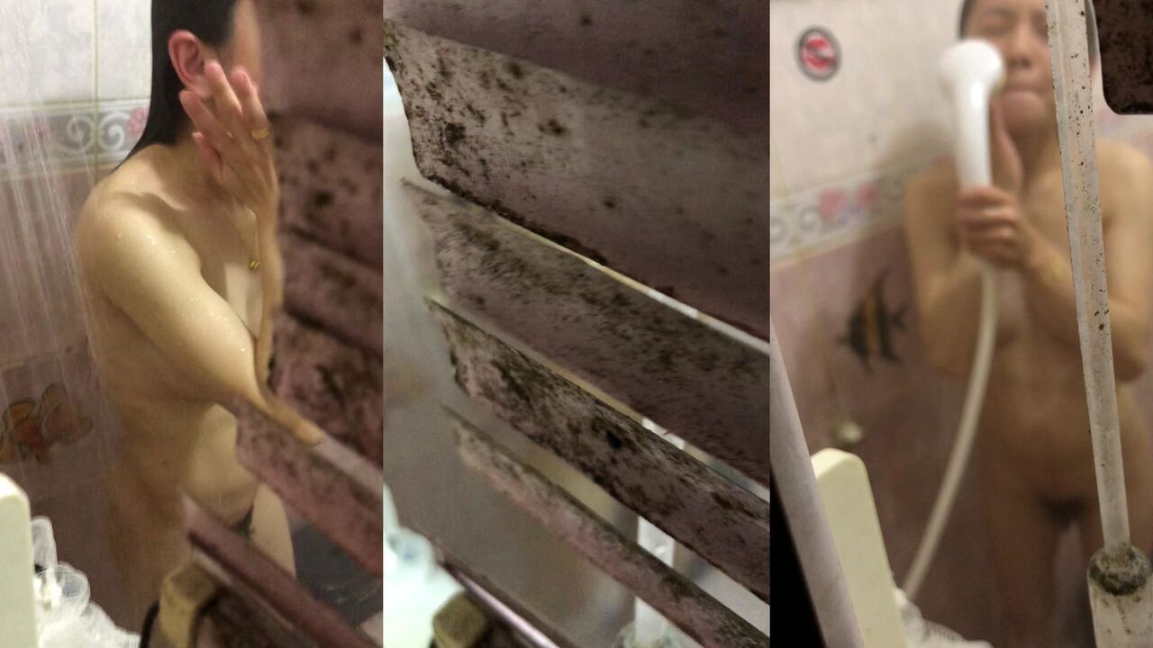 窗外偷拍鄰居家洗澡