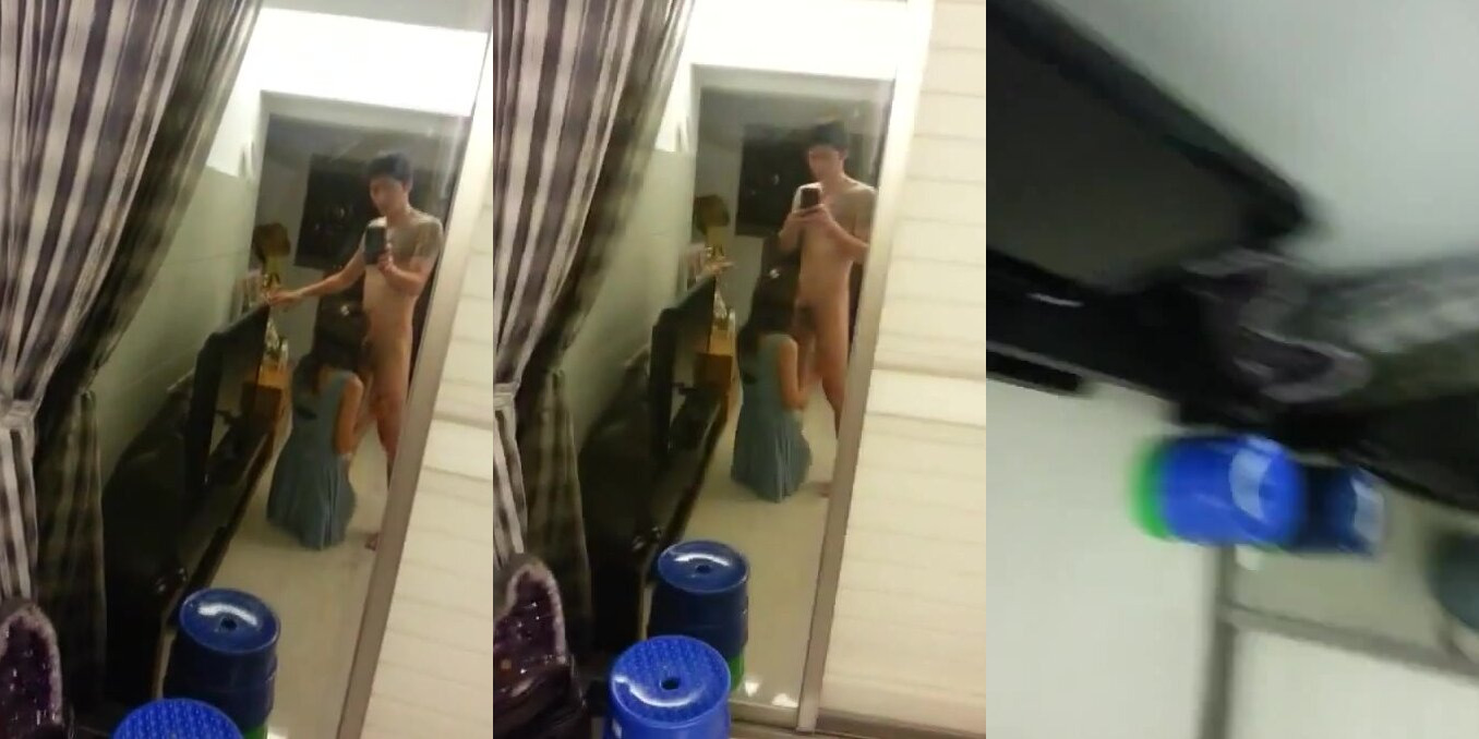 台灣妹妹在客廳幫男友吹