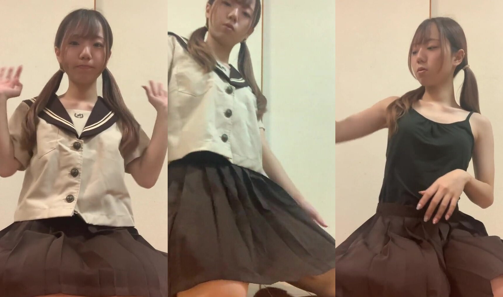 ツインテールの妹が制服を脫ぎ、自慰して絶頂に達する