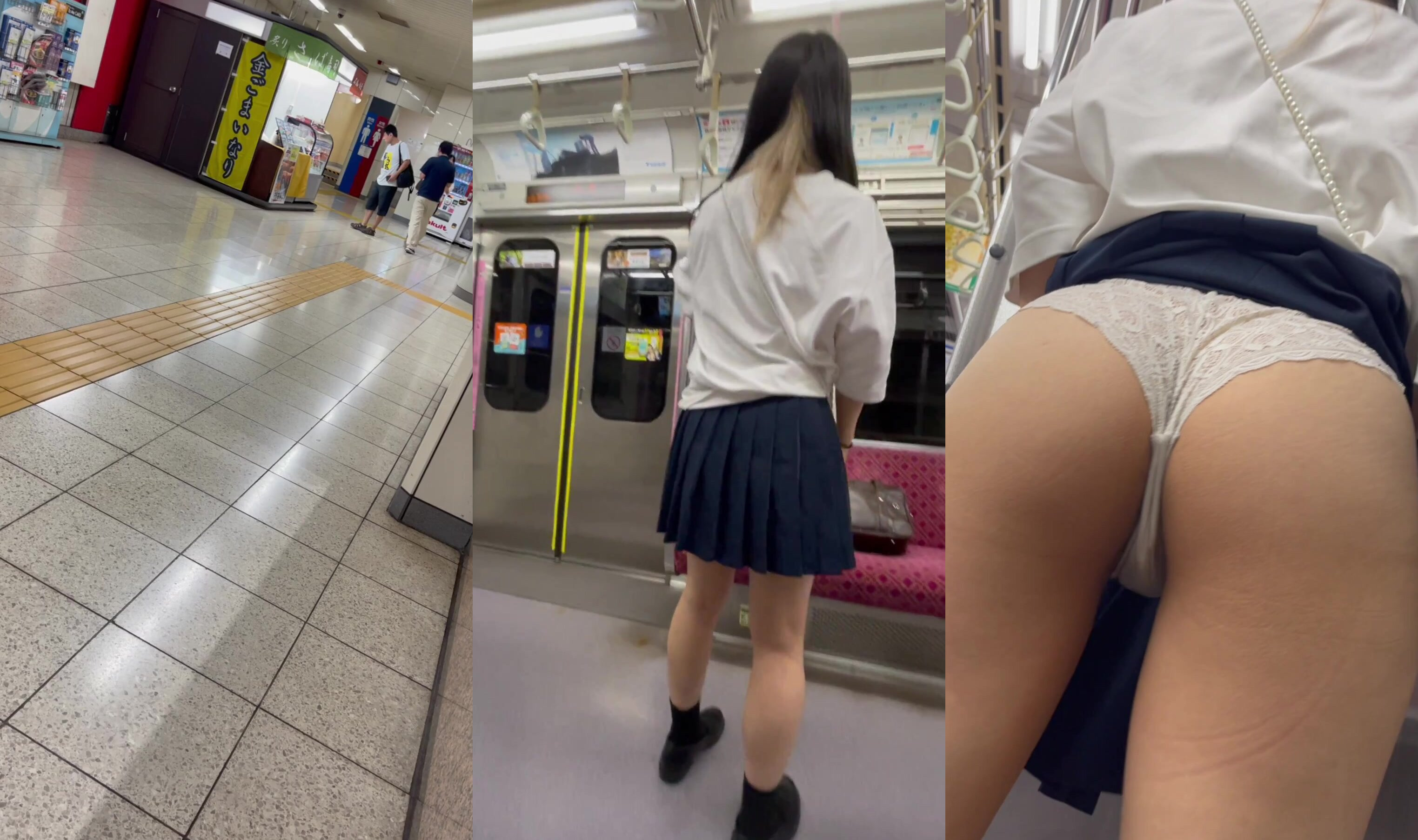 JK盜撮日記146　文化祭スタイルで登場！！白Tにミニスカの激カワ美腳モデルJKを電車内とトイレ内で盜撮